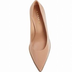 COACH WAVERLY LEATHER BALL CHAIN PUMP IN BEIGE AND GOLD SIZE US 9